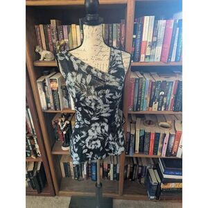 Brand New Adrianna Papell Women's Size 6 Black Ivory Sequin Print Peplum Top